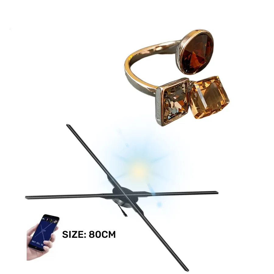 Hot sales 80cm hologram display  3d fan 4 blades big 3d holographic fan high resolution Mobile Wifi 3d fan hologram