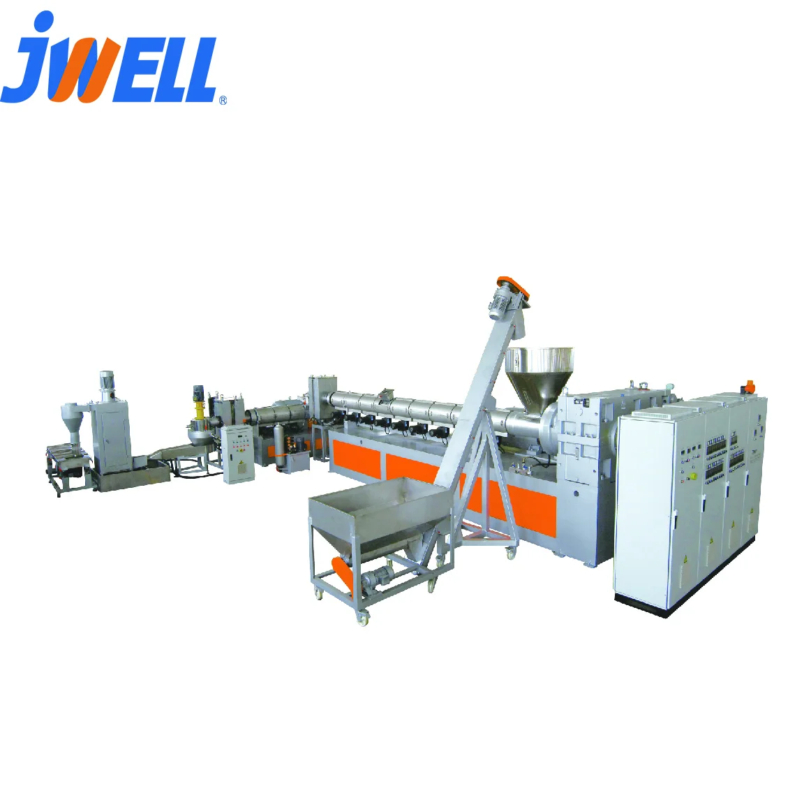 
JWELL two stage single screw PP PE PS ABS PC recycled plastic mother and son pelletizing machine 