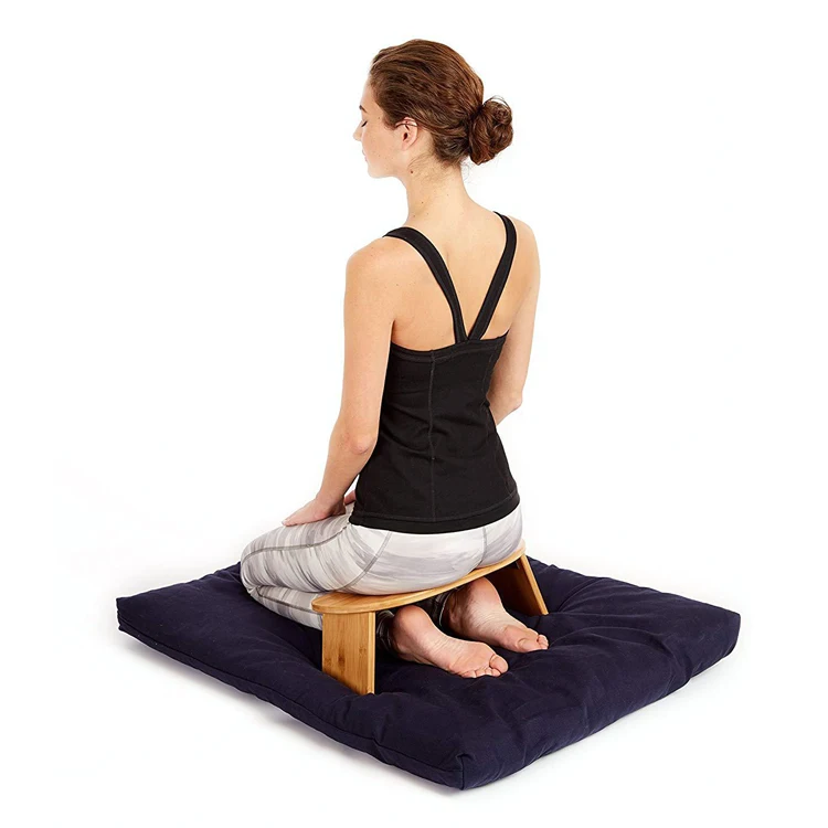 
Amazon Hot Selling Meditation Folding Chair Wooden Seiza Kneeling Stool Bamboo Yoga Folding Stool 