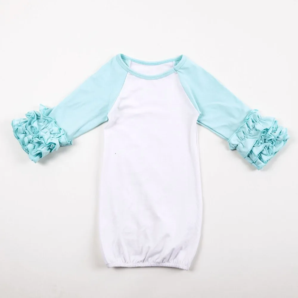 
CFP C088 RTS Raglan Ruffle Sleeve Gown Full Cotton Newborn Baby Girl Ruffle Raglan Baby Gowns 