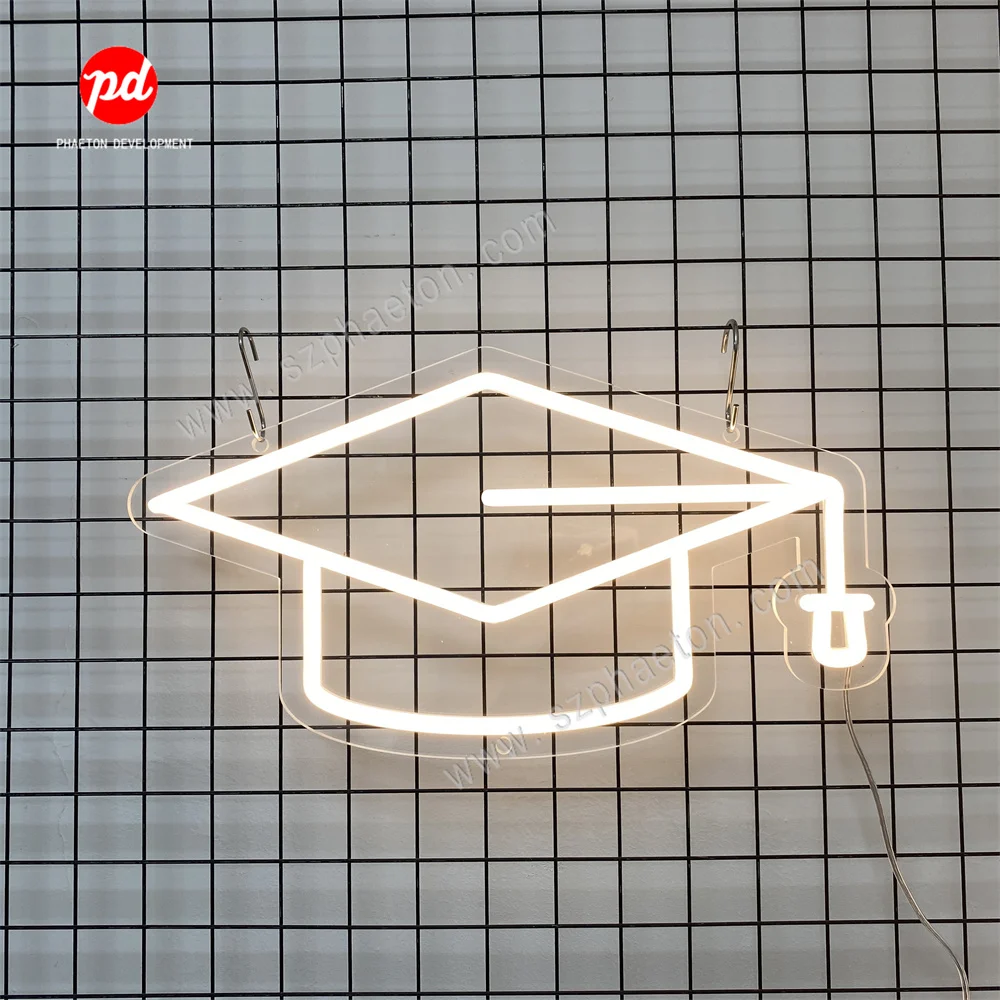 Graduation season custom led neon lights, graduation cap acrylic backboard neon sign for decoration