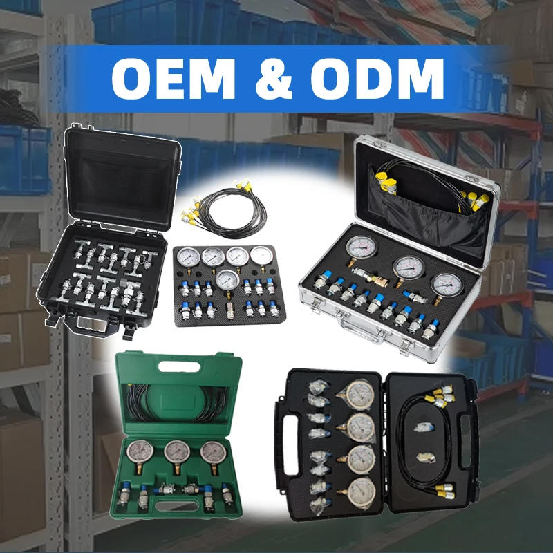 Digital Pressure Gauge Set for Excavator Hydraulic Pump 10-60 MPA for Construction Work and Value Tests Pressure Gauge Sets