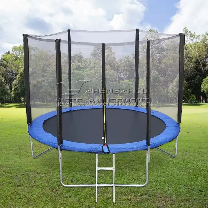 outdoor gymnastic fabric 6ft 8ft 10ft 12ft 16ft round park trampoline with tent enclosures slide ladder for adults