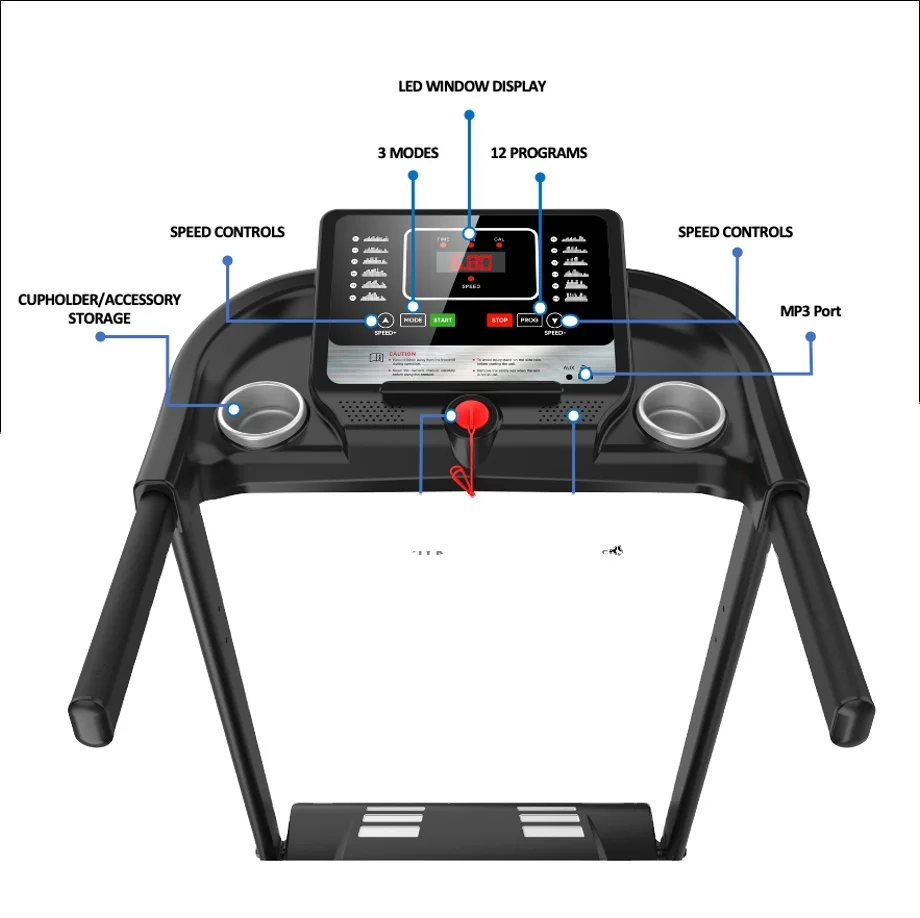 SuperMove 2.0HP home running machine max user weight 100KG foldable electric treadmill 3-level manual incline