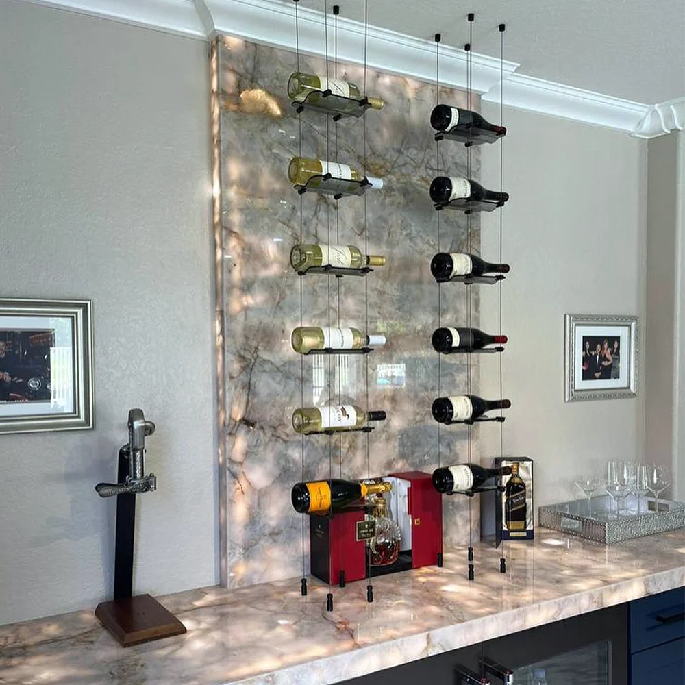Free Sample High Quality Floating Wine Cable System Wine Racks for Home Bar