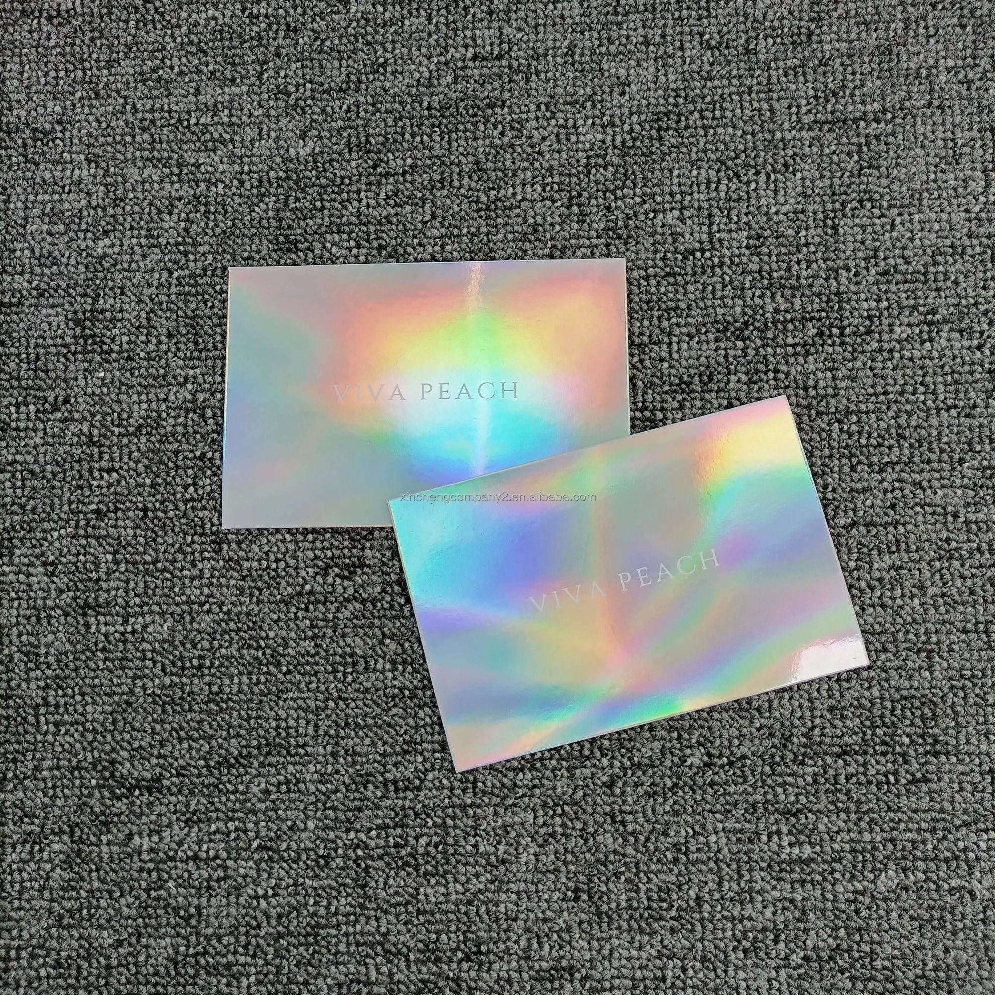 Customized Holographic Design Laser Paper Printing Business Thank You Greeting Rainbow Card With Logo