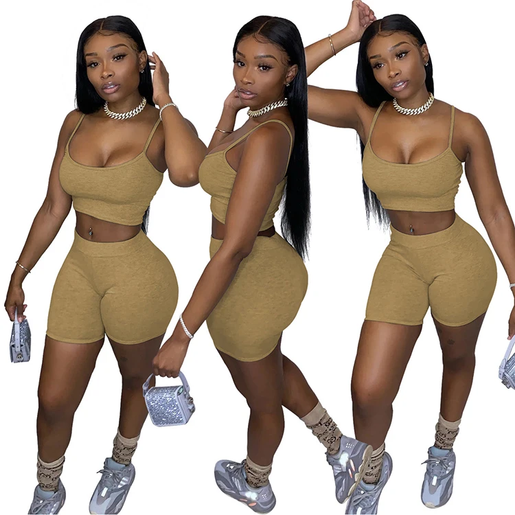 Newly Custom Women Clothing Two Piece Set Casual Women Jogger Set Lounge Fitness Crop Top 2Pcs Outfit Short Sets For Women