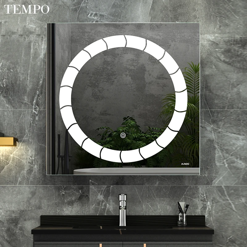 Customized New Design Led Light Mirror Touch Sensor Switch Smart Led Bathroom Mirror Bath Decor