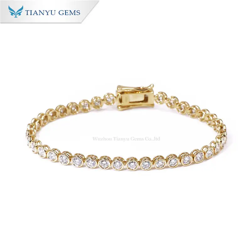 Tianyu Gems Customize pure gold D color moissanite bracelet for women