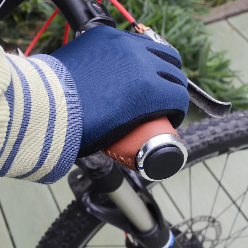 Vintage Lock-On Bike Leather Handlebar Grips for Mountain Bikes - Non-Slip PU Leather Hand-Stitched Anti-Slip Covers
