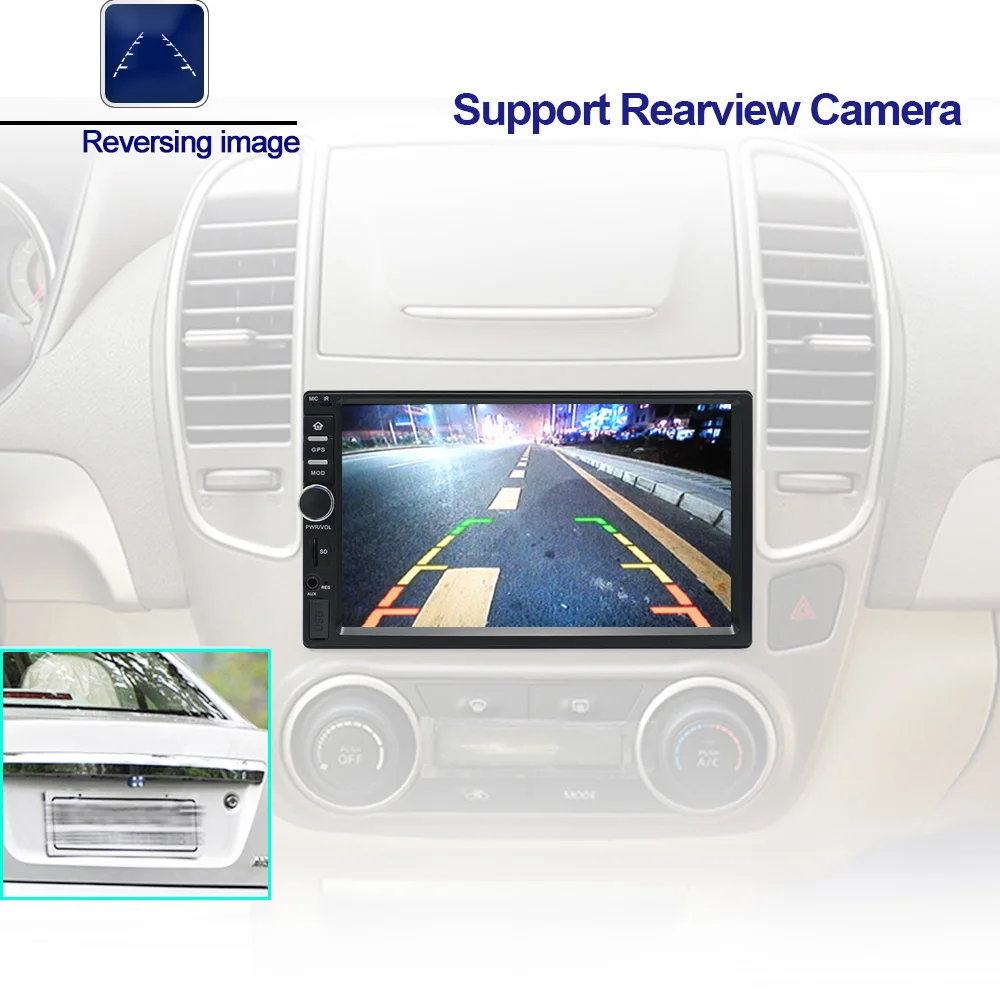 7 Inch Touch Screen High Definition 1024 x 600 pixel Android 2Din Multimedia Player GPS Navigation Car Radio