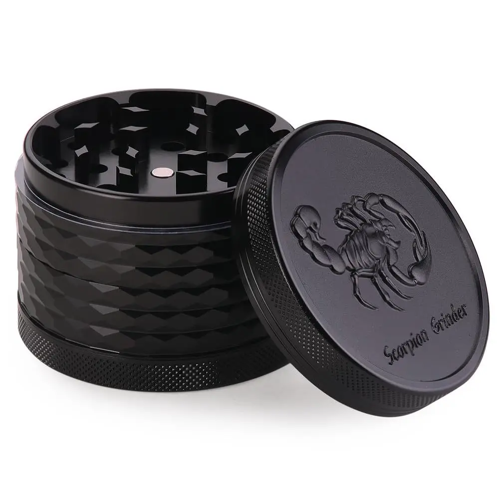 CNC Scorpion relief smoke grinder 63MM four layer animal pattern aluminum alloy grinder Herb grinder