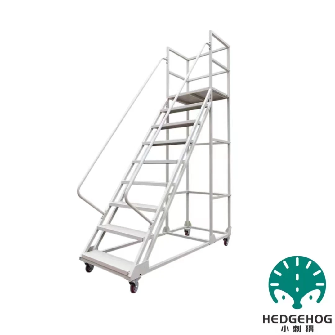 Workplace Climbing Safe Rolling Heavy Duty Steel 10 Steps Platform Ladder