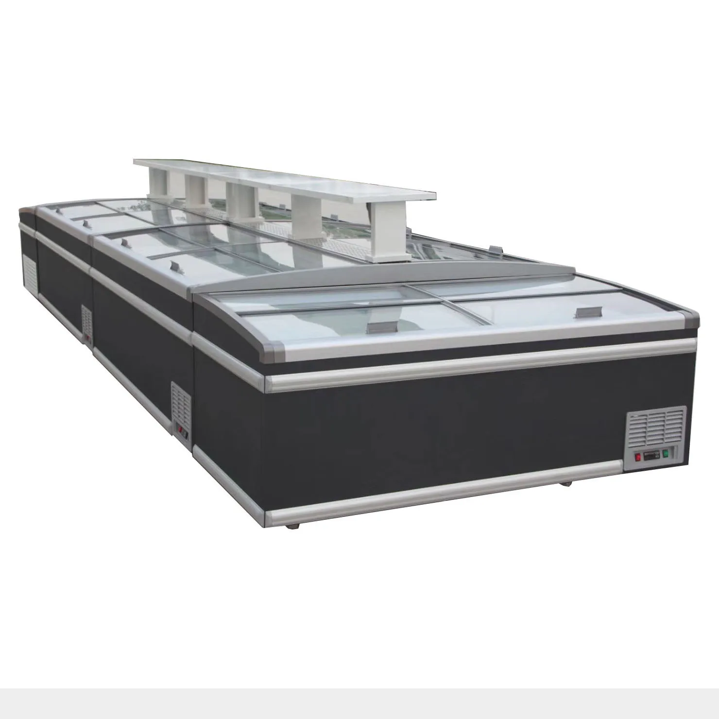 Wholesale supermarket fish display chest commercial cabinet chiller combine island refrigerator freezer