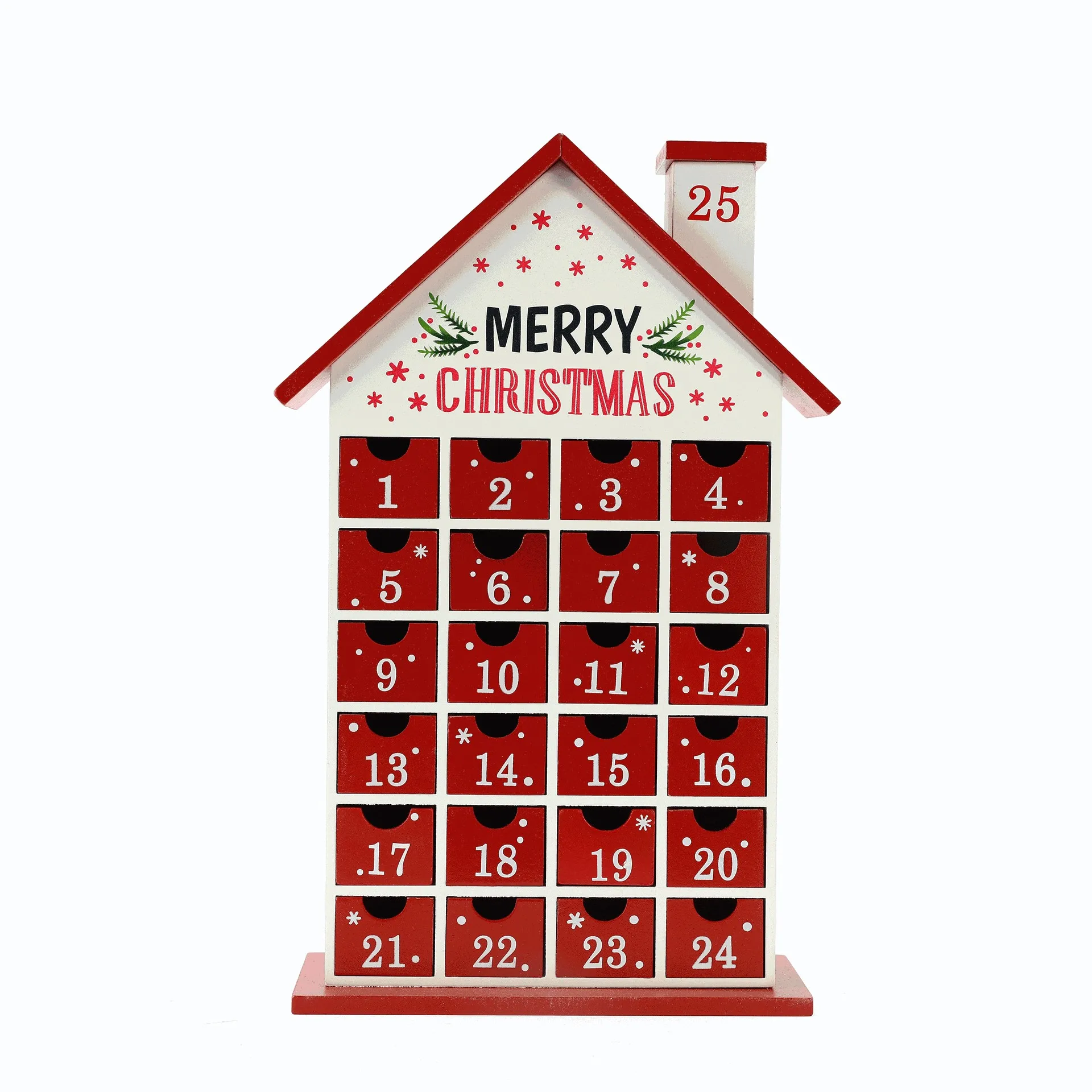 2024 New Christmas Innovative Countdown Calendar Wooden Advent House Shape Calendar Small Gift Candy Drawer Box