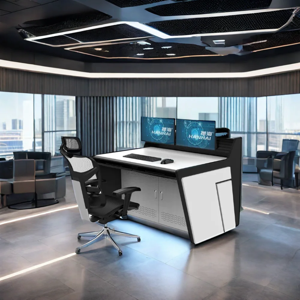 Modern Industrial Design HPL Console Table for Broadcast Center Control Room