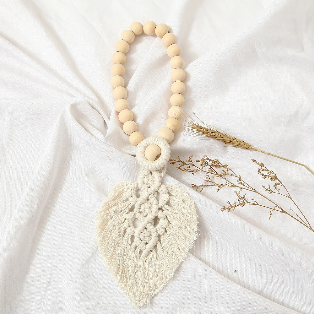 Eco-friendly Window Wood Bead Cotton Curtain Tiebacks Rope Buckles Holder Holdback Accessories For Home Bedroom