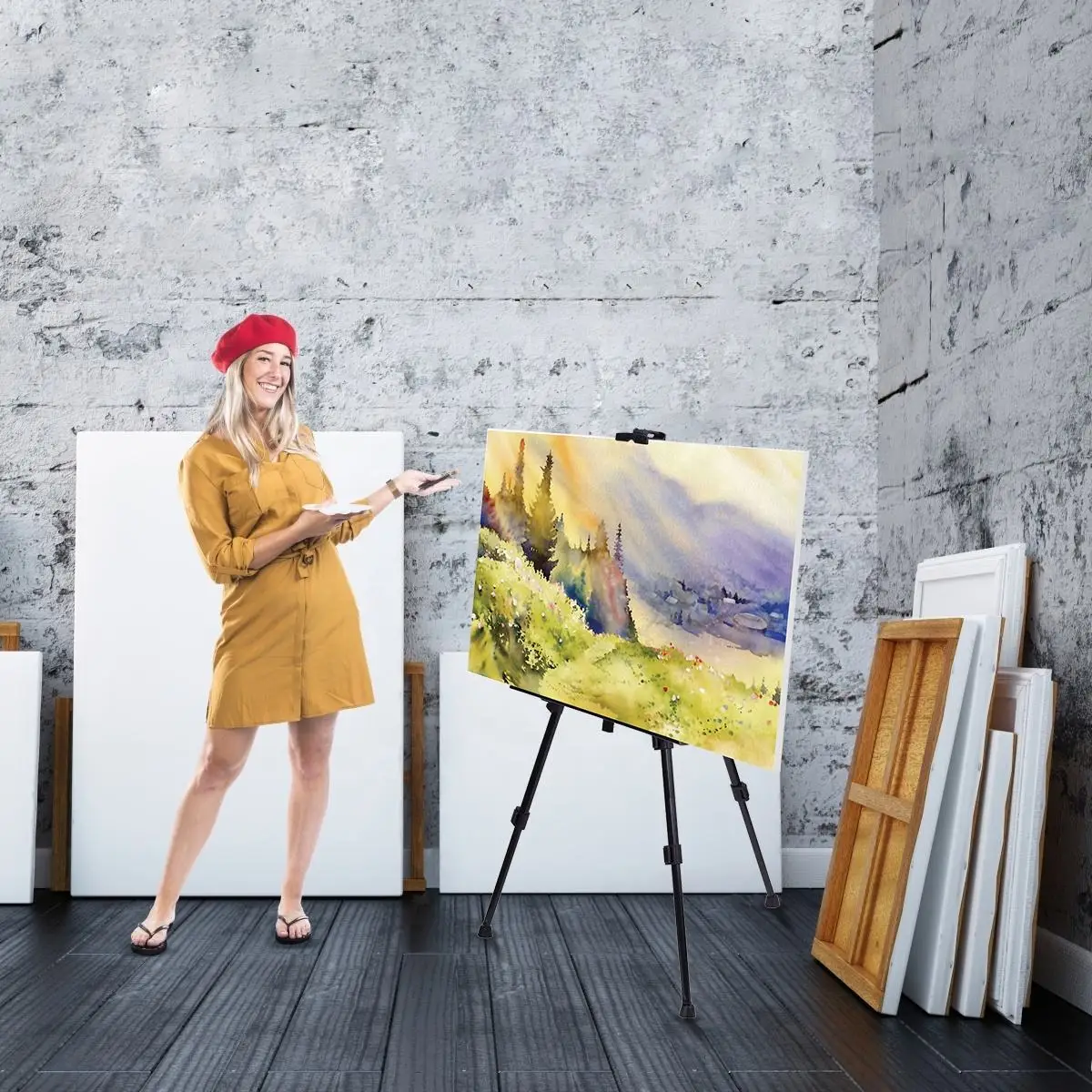 Black Aluminium Easel Easel Sketch Drawing For Artist Professional Art Easel Big