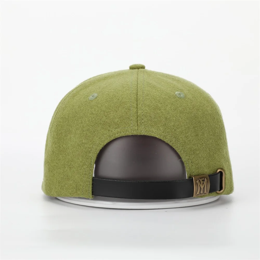 Wholesale Custom Mens High Quality 6 Panel 3D Embroidery Logo Wool Hip Hop Hat,Leather Strap Flat Bill Gorras Snapback Cap