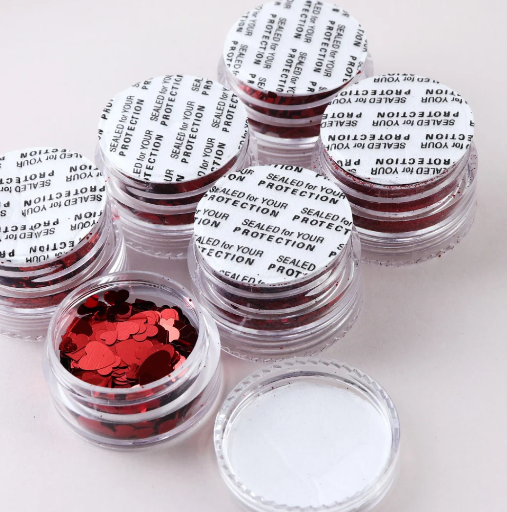 New 6 Color Colorful Valentine Design Bottled Big Red Love Shining Mixes Shape Set New Year Nail Sequins