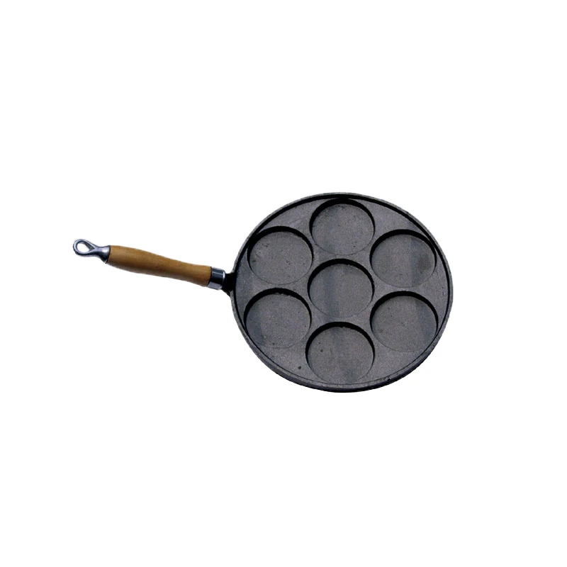 Chuihua Factory  cheap price 7-hole Pre-seasoned Cast Iron Poffertjes pan Danish pancake baker Japanese cast iron Takoyaki pan
