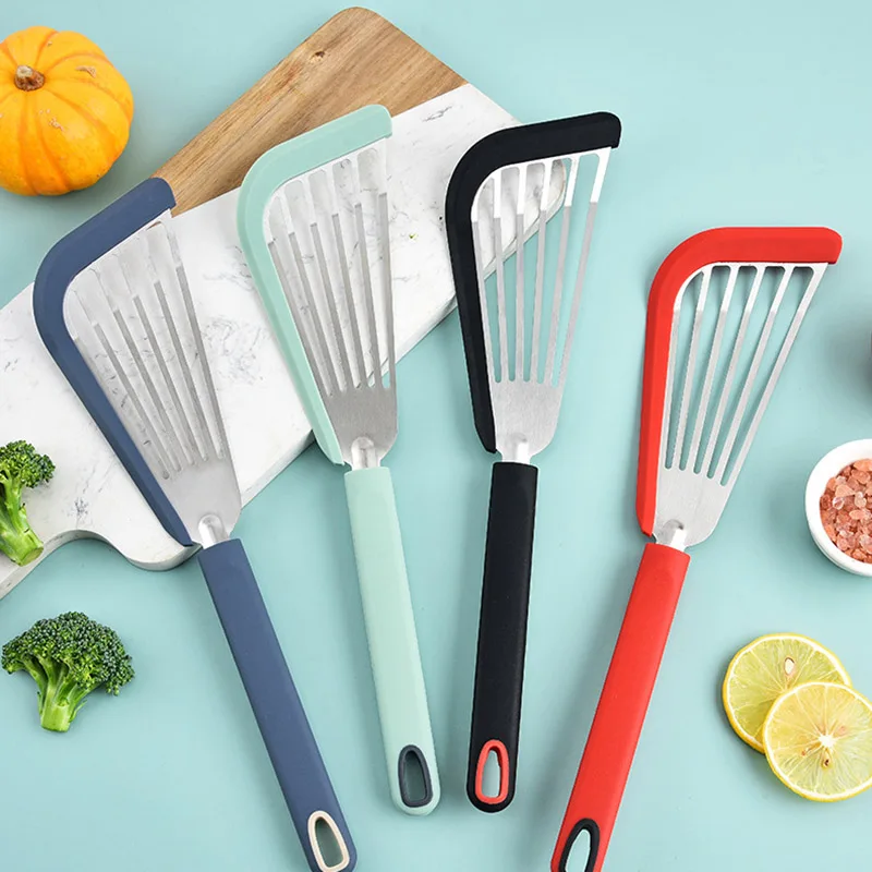 Stainless Steel Fish Frying Shovel Kitchen Fish, Pizza, Stir-frying Shovel Silicone Spatula Non-stick Pan Special