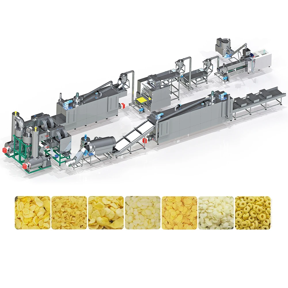 Corn flakes snacks food equipment breakfast cereal flakes production line plant