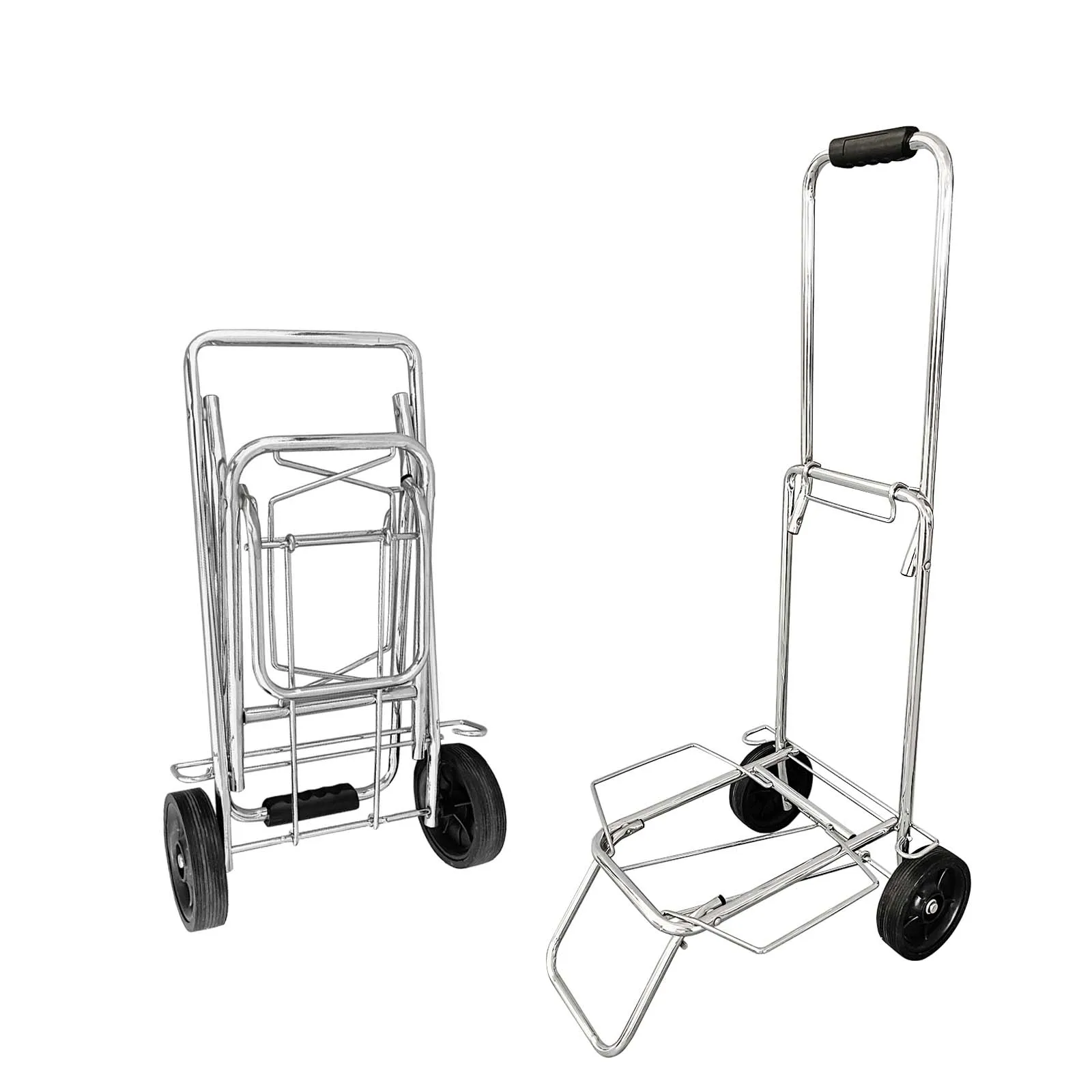 Foldable Handcart With Metal Frame Plastic Wheels Inclined Shelf Grocery Storage Cart Large Tool Box Trolley For Moving Obje