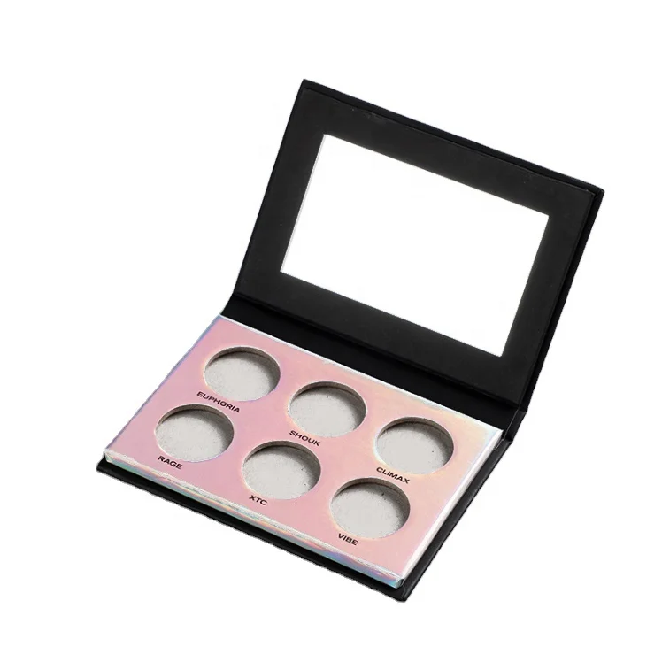Wholesale Diy Cardboard Paper Blank Eye Shadow Shadow Pallet Diy Empty Eyeshadow Palette 6 Colors Cosmetic Rigid Boxes Accept