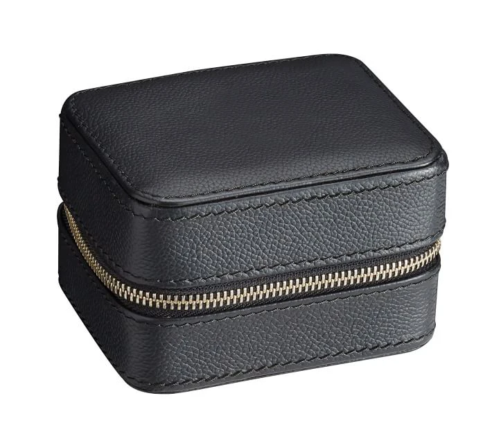 Gift Watch Box Classical zipper jewelry case portable leather custom logo italian velvet jewelry travel hard case roll