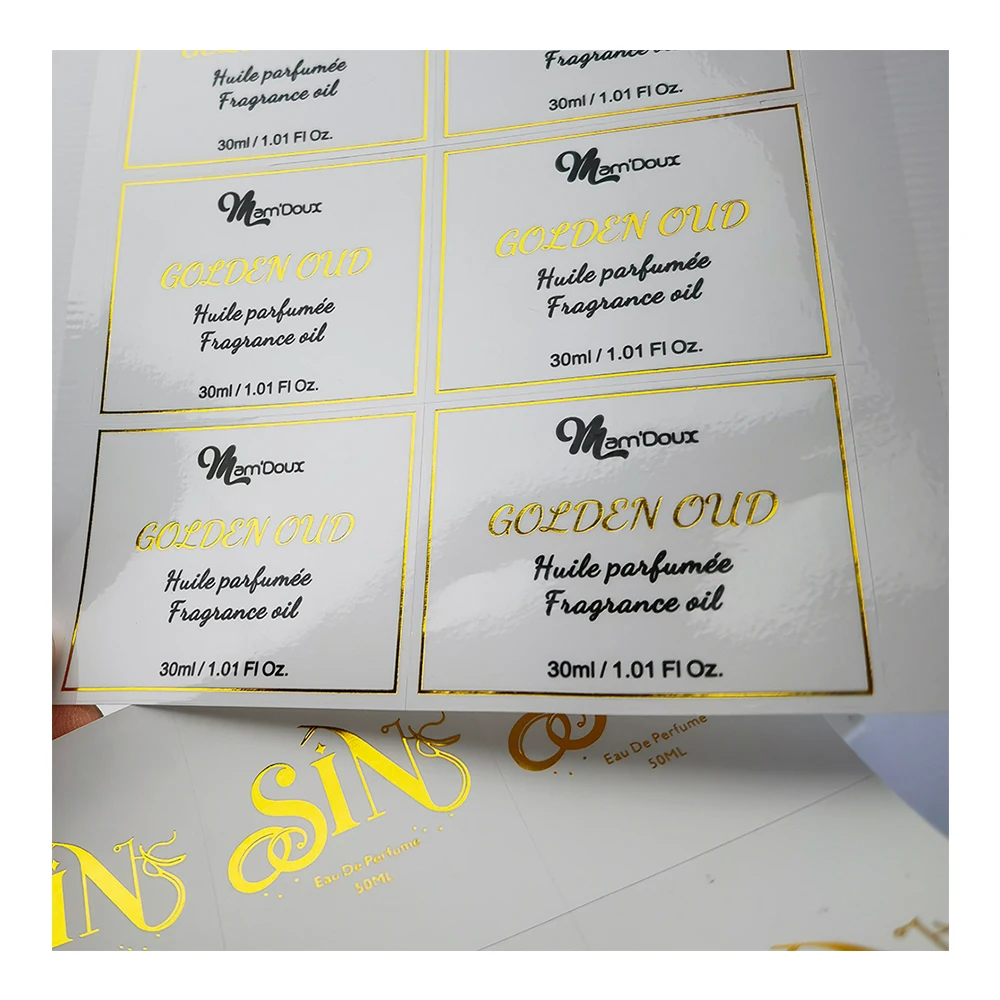 Custom Glossy Perfume Label Design  for Modern Perfume Bottles