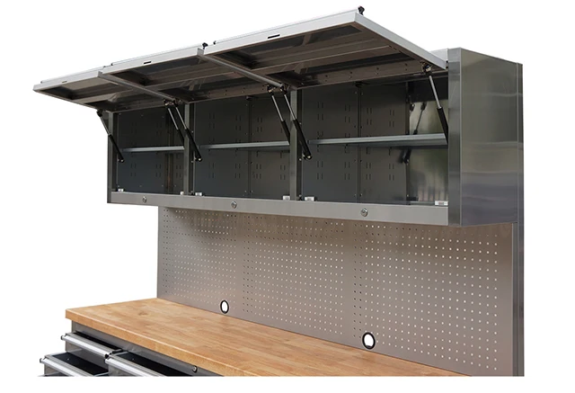 mobile tool cabinet with pegboard and upper storage