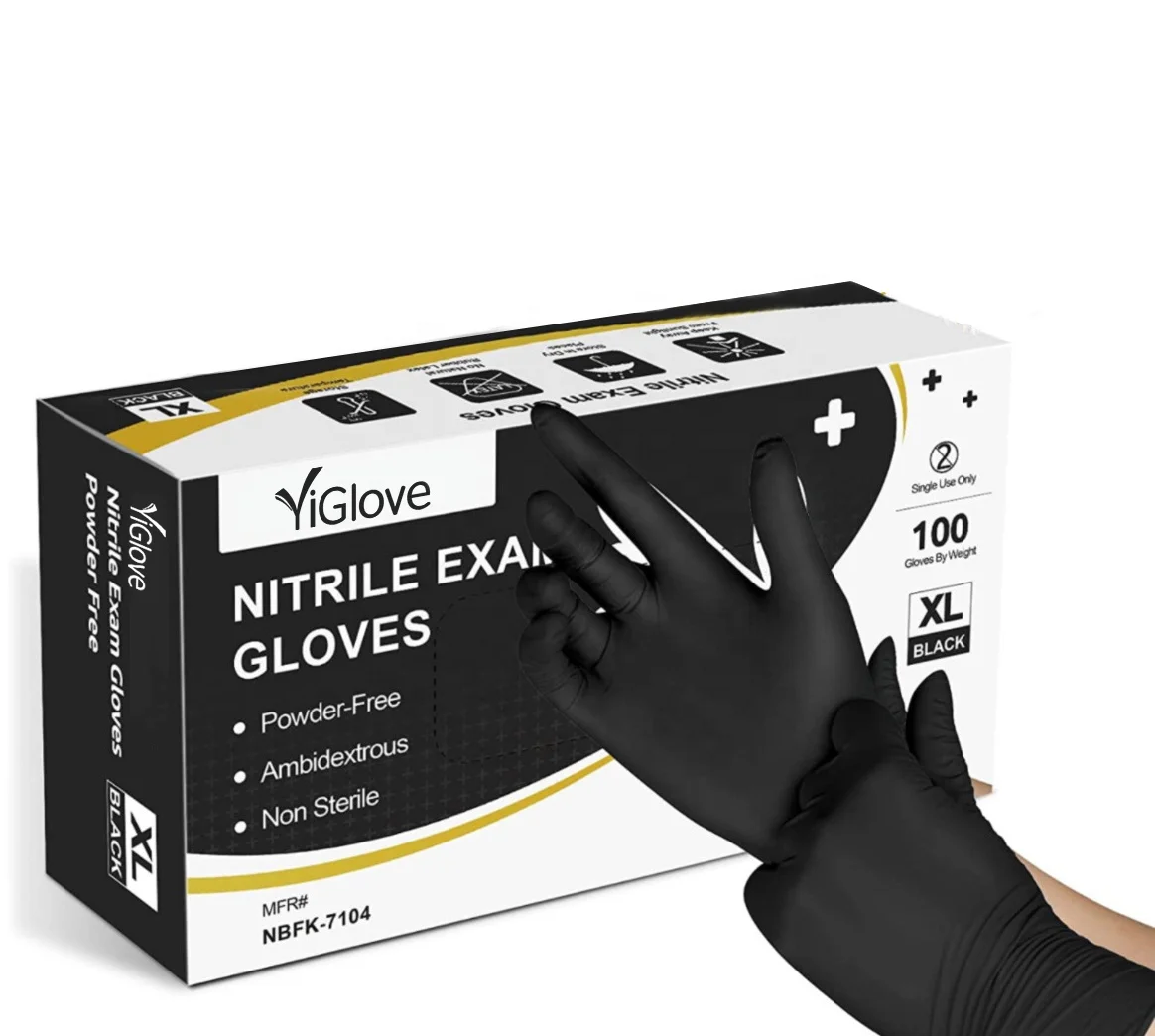 Individual Packaging Work Gloves Powder Free Barber Nitrilo Rubber Disposables Black Nitrile Work Gloves
