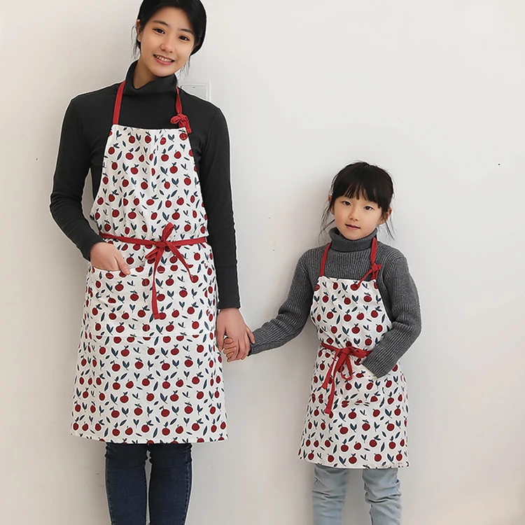 Custom Cute Pattern 80% Cotton 20% Linen Kitchen Baking 2 Pieces Kids Apron Set
