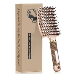 Detangling Brush Boar Bristles Hair Brush Curved and Vented Speed Dry Detangler Brush for Women Men Kids Wet and Dry Hair