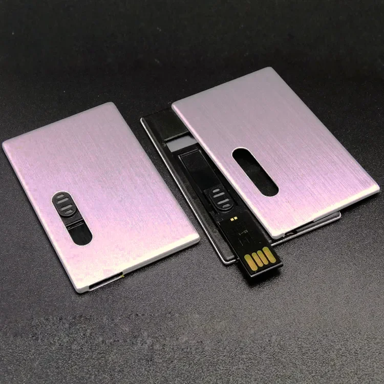 Cool USB 2.0 Flash Drive in Business Card Size Metal Key Memory Stick Credit/Bank Card Shape 8GB 16GB 64GB Capacities Available
