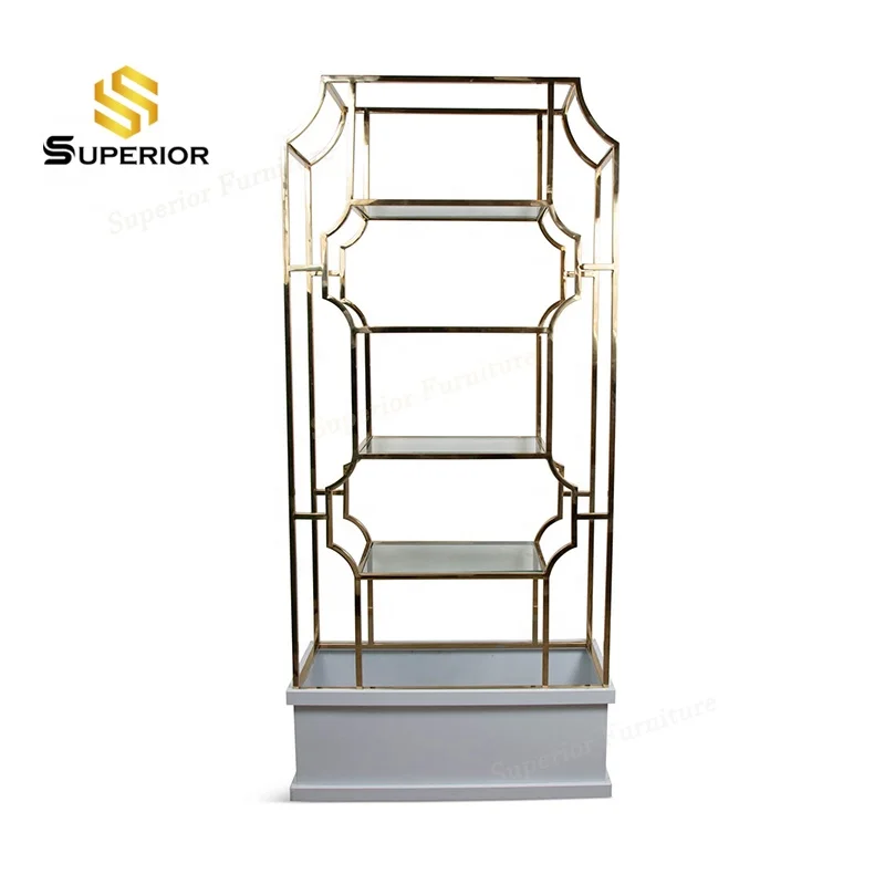 Wholesale wedding gold metal rack storage shelf wine glass rack ceiling decoration shelf for bars wine display shelf