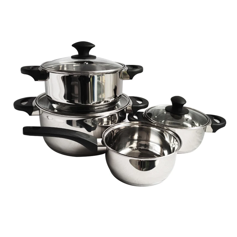 LFGB 4PCS Wholesale Kitchen Utensils Cooking Pot Bakelite Handle Casseroles Set 304 Stainless Steel Cookware Sets