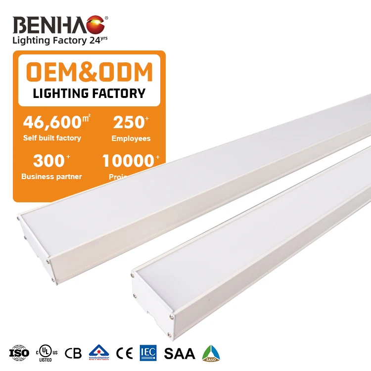 Modern Hot Sell 220V 20W 40W Long Square Dimmable 120° Luminous Angle Smd Plastic Office Housing School Led Linear Light