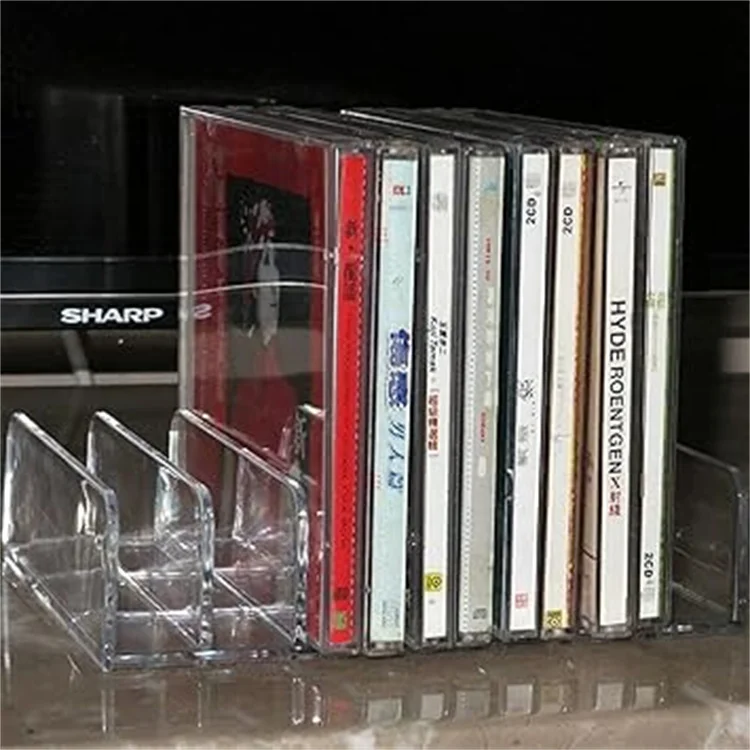Unique Design Transparent Acrylic DVD / CD Storage Case Display Case Cd Tray Holds 14 For Media Shelf Storage