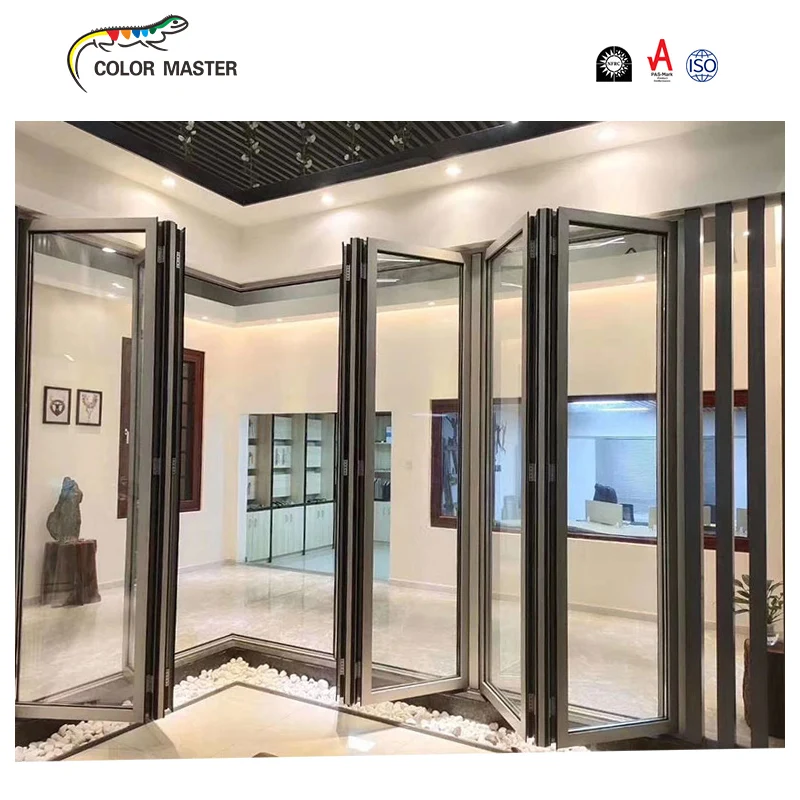 Soundproof Accordion Energy Saving Glazed Bi Fold Sliding System Exterior Folding Balcony Patio Doors