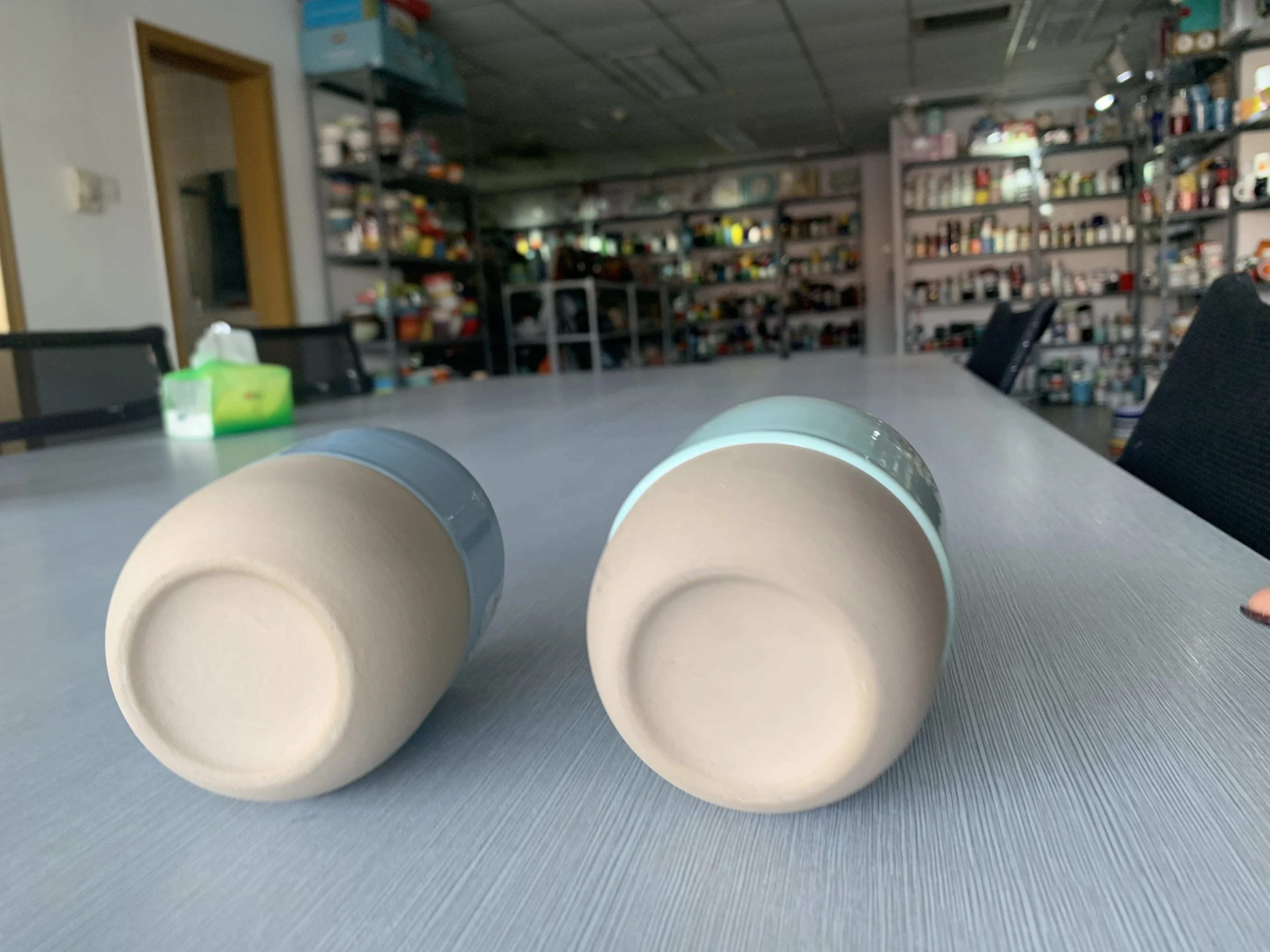 11oz ceramic solid color mug without handgrip  modern simple light color custom logo wholesale porcelain lifestyle products