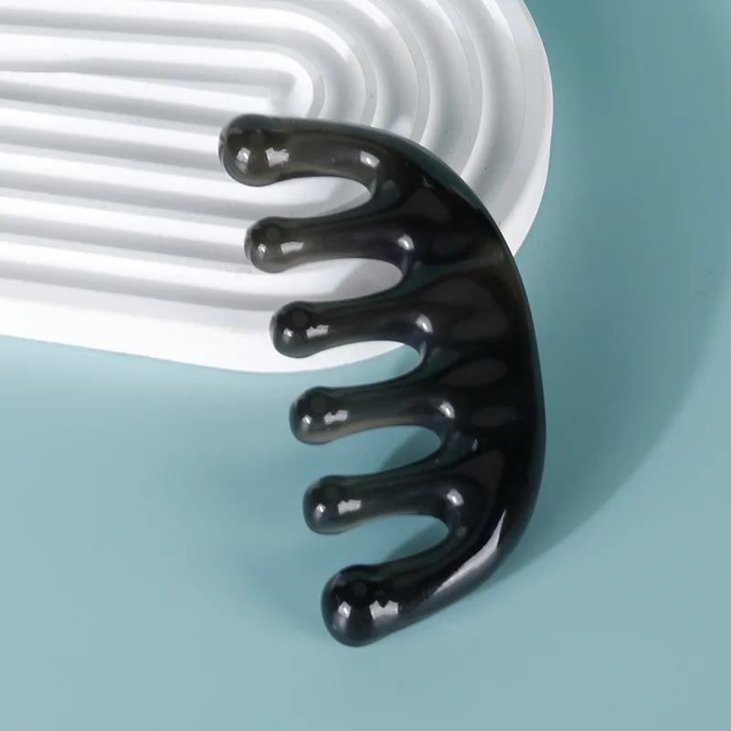 Custom Scalp Gua Sha Comb Wholesale Resin Sandal Scalp Big Wide Tooth Massaging Hair Comb