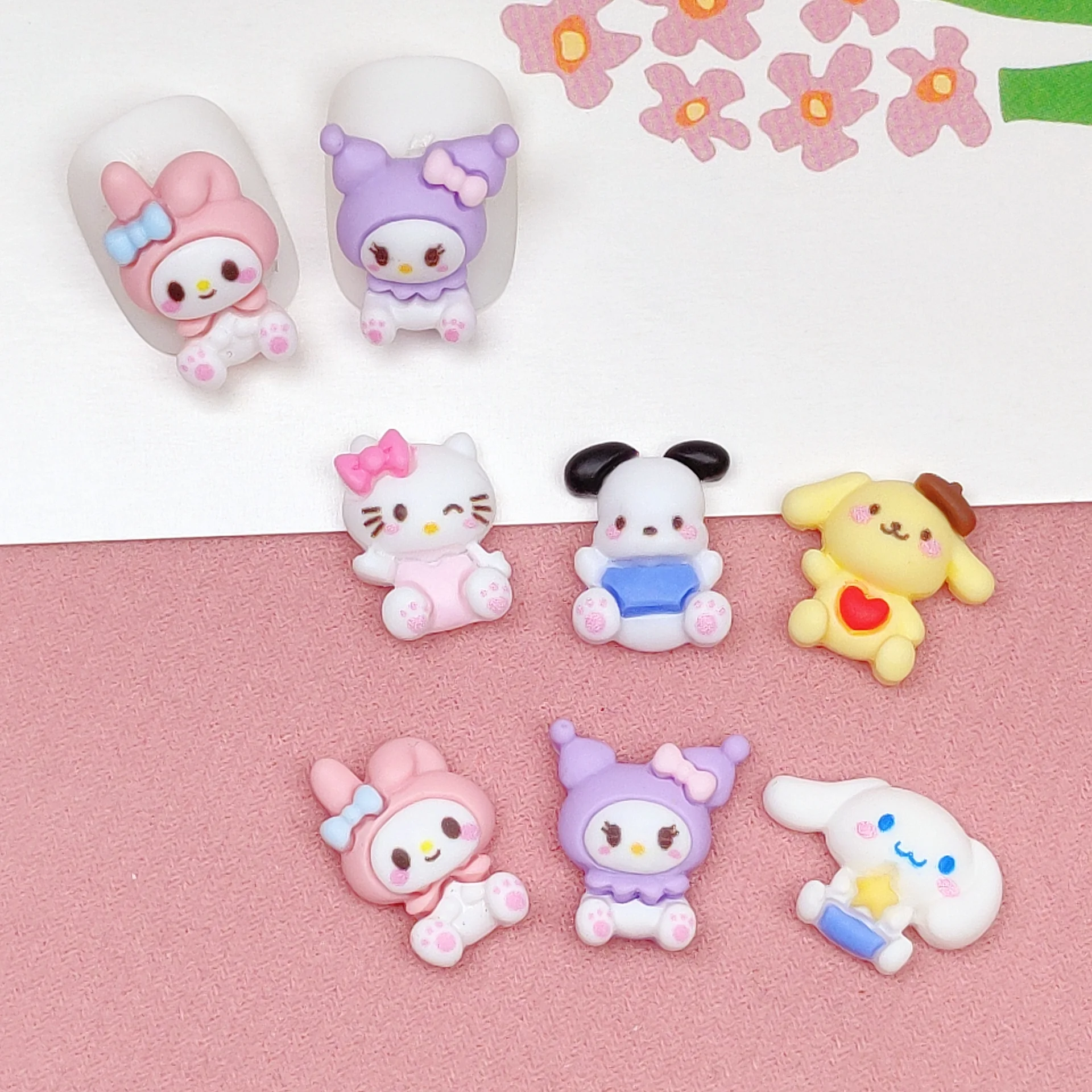 Japanese Nail Art Mini Size Resin Solid Color Purple Cartoon DIY Accessories Beauty Salon Material Decoration Product 3D Charms