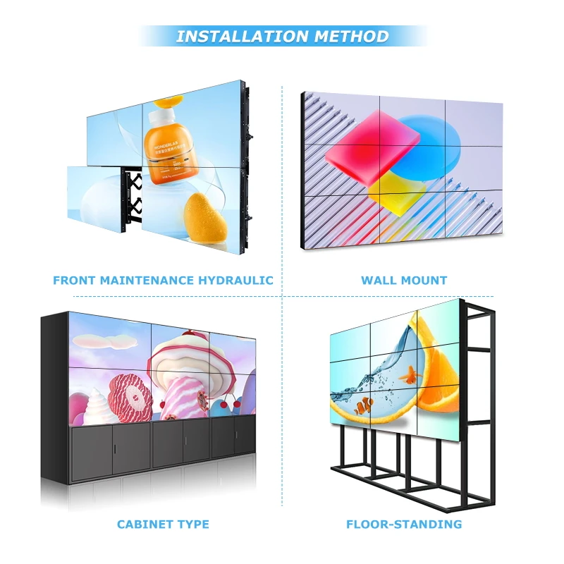 55 Inch 4K HD Touch Screen Displays Combined TV Wall 1.8mm Seamless LED Backlight LCD Video Wall Instore Display With Controller