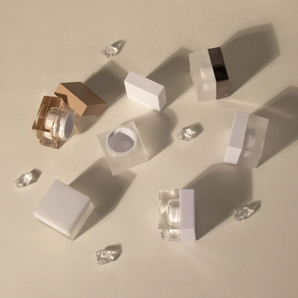 3g 5g 10g 15ml Square custom uv cap plastic jars for the painting gel polish dip powder and cosmetic cream jar with white lid