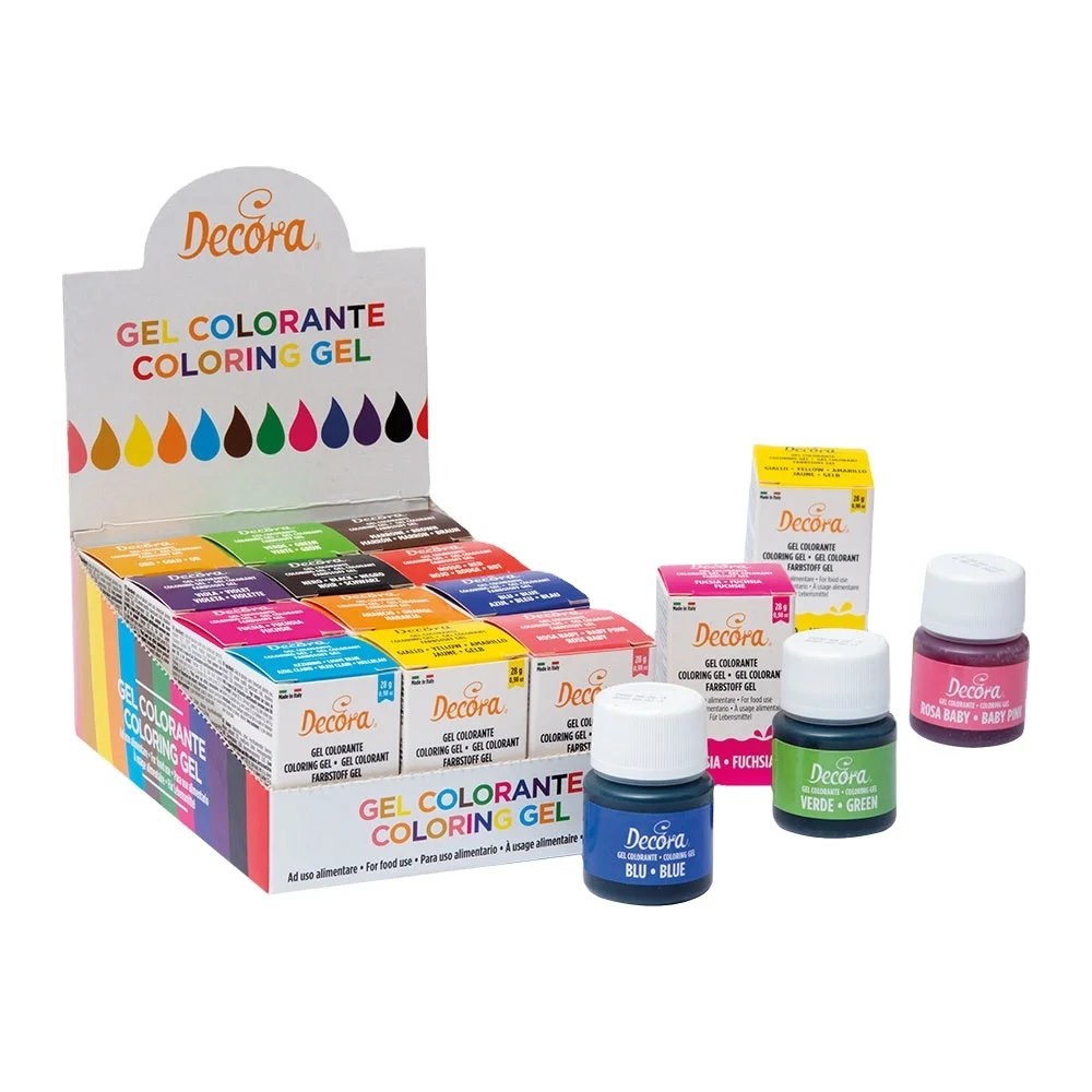 Top Quality Italian Deep Colouring Gel for food use pack with 12 cases that became also a counter