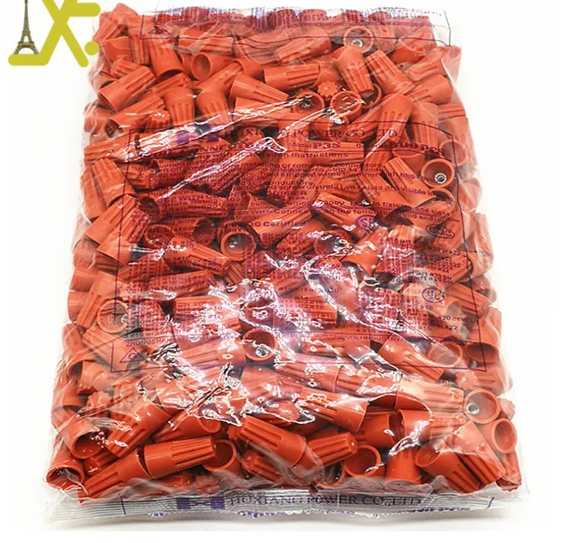 500pcs package high quality P3 orange color 600v plastic spring fast electric twist on wire connector