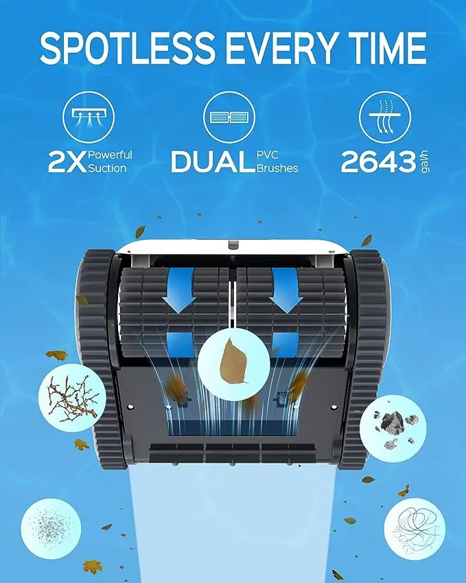 WYBOT Cordless Robotic Pool Cleaner, Ultra Strong Suction, Wall Climb Pool Vacuum with Intelligent Route Planning, Lasts 110Mins