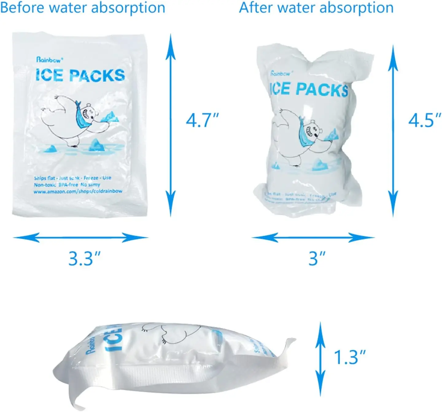 custom reusable blue fill water reusable instant cooling gel instant cold gel ice pack freezer with logo for cooler shipping